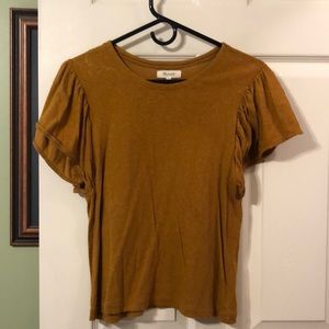 Madewell Mustard Flutter Short Sleeve Top in Size XS